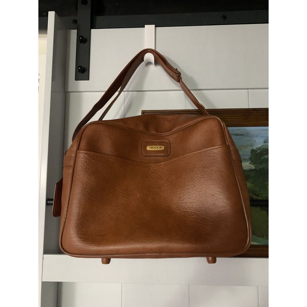 Vintage Sasson Travel Luggage Bag 1980's Premium Travel Purse Bag Brand Brown